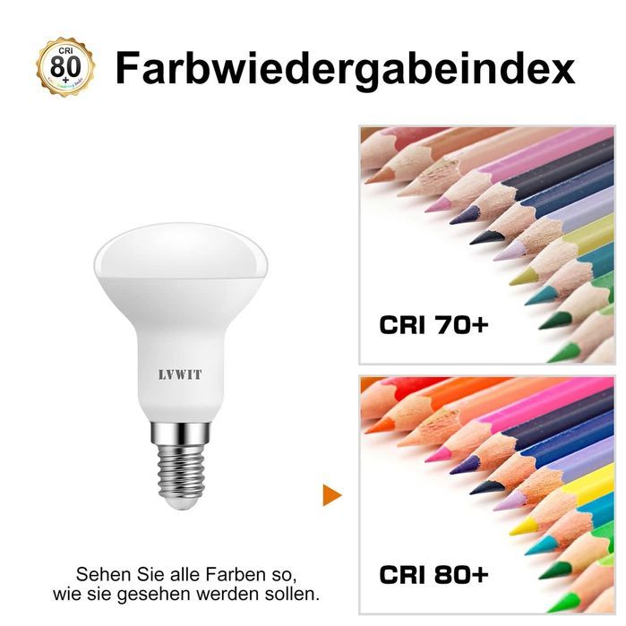 Żarówki LED E14 LVWIT 6-pak 4,9 W ciepła biel R50 470 lm 2700 K
