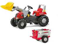 Rolly Toys traktor na pedały Junior RT czerwony z przyczepą i łyżką Ne