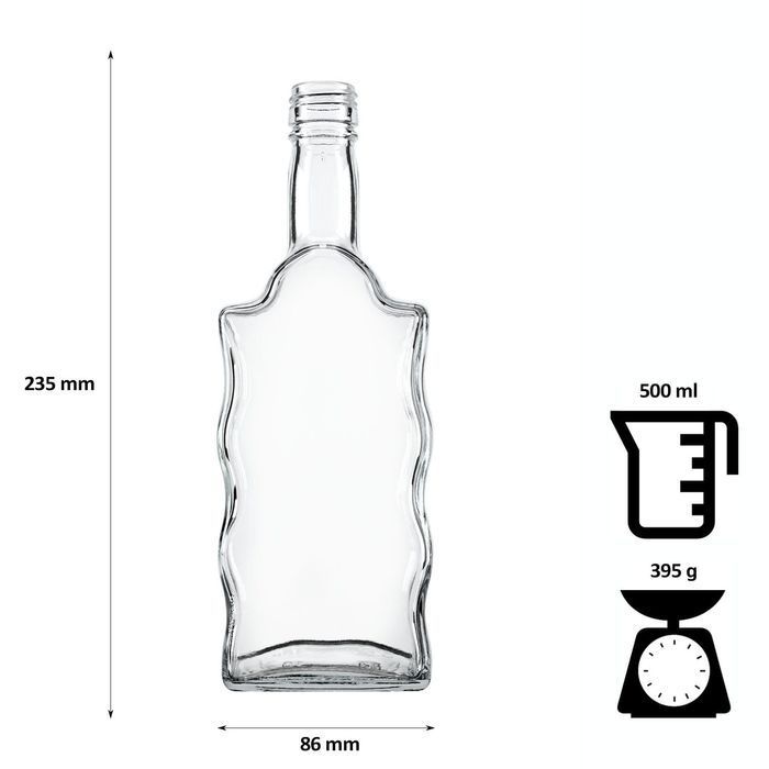 Zestaw 5 sztuk - butelka FALA 500 ml na nalewki sok whisky z zakrętką