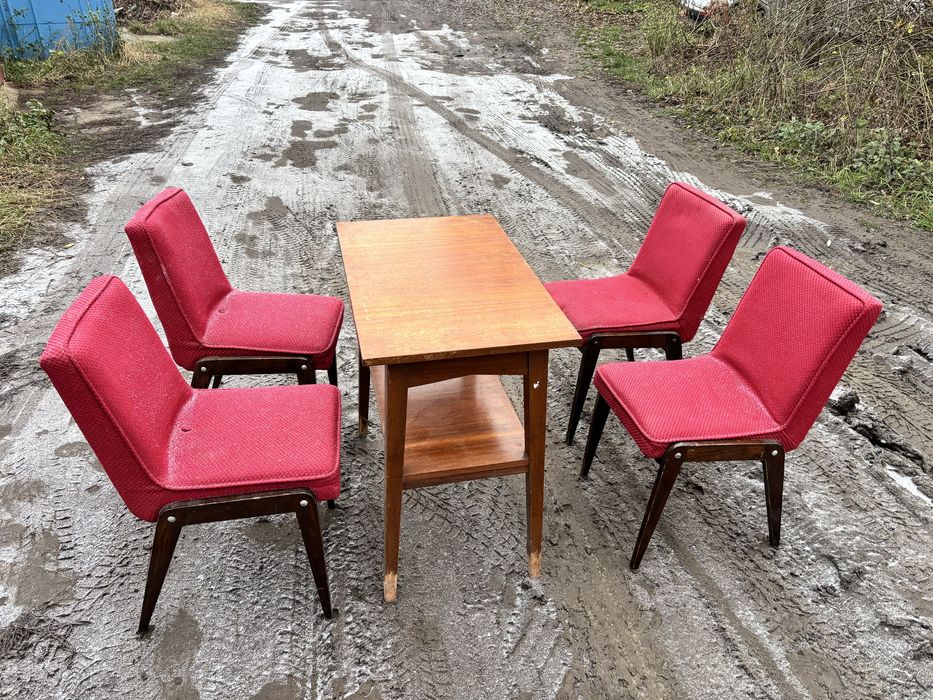 4x aga + stolik prl retro zestaw