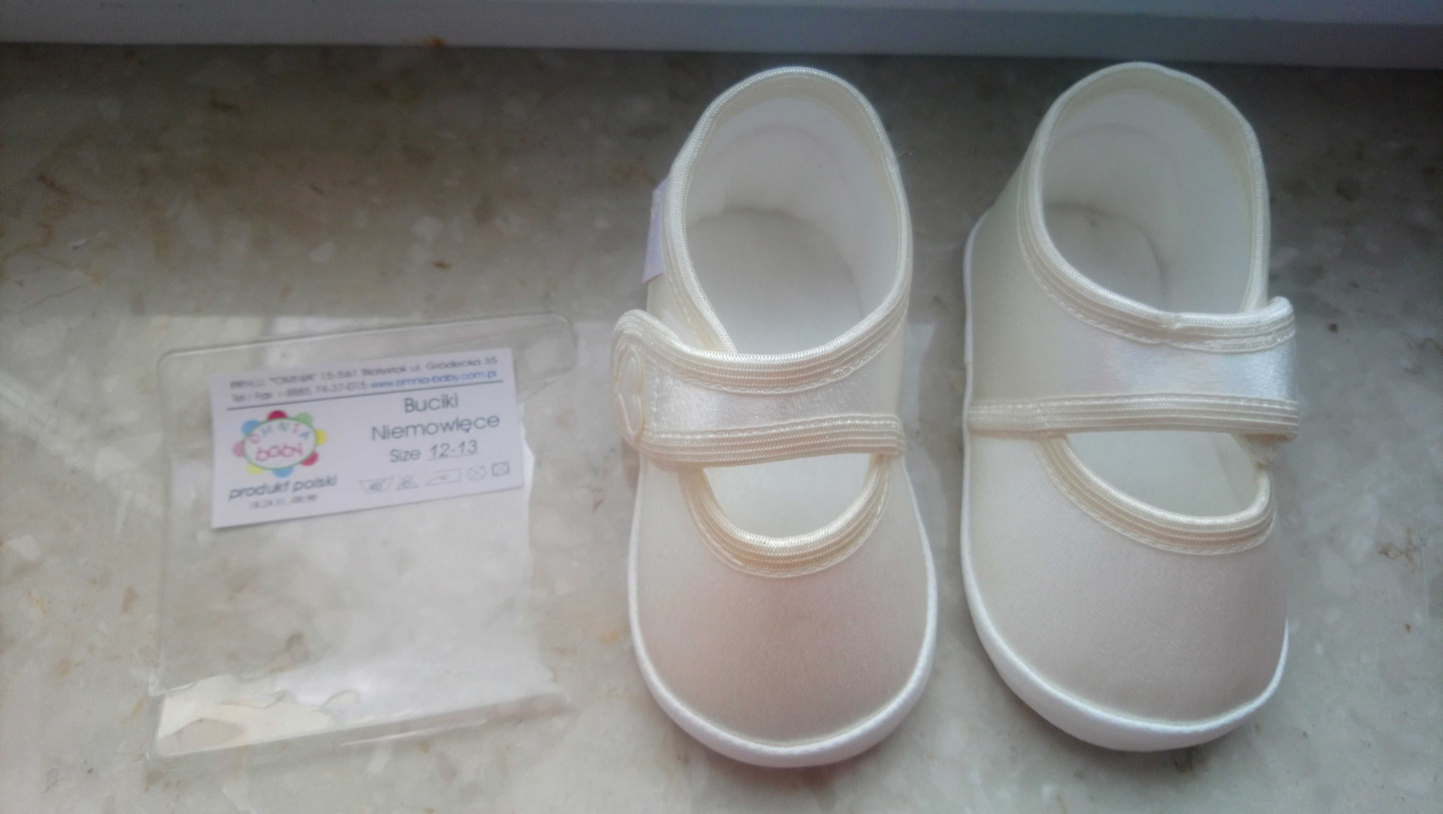 Buty, buciki do chrztu zapinane na rzep
