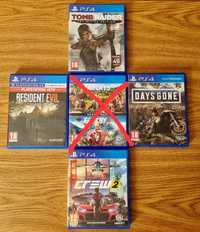 Gry Ps4 Tomb Raider Days gone Resident evil The crew 2  Farcry  4 5