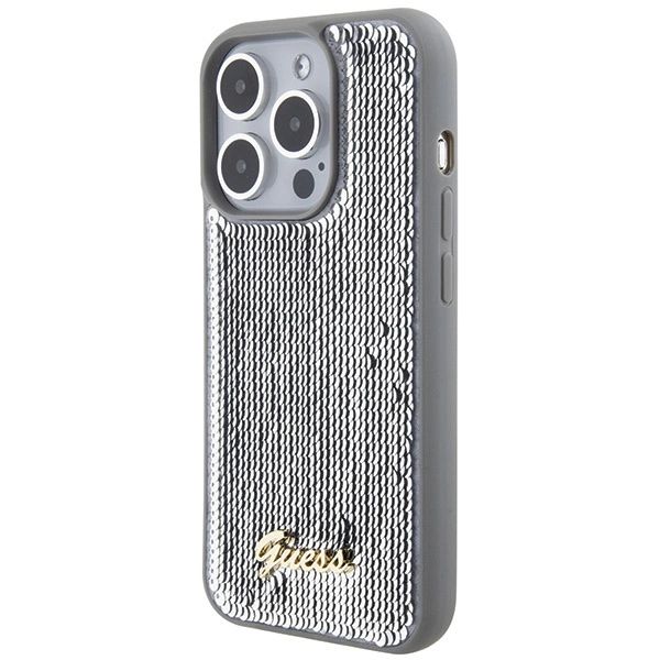 Etui Guess Sequin Script Metal Na Iphone 15 Pro Max - Srebrne