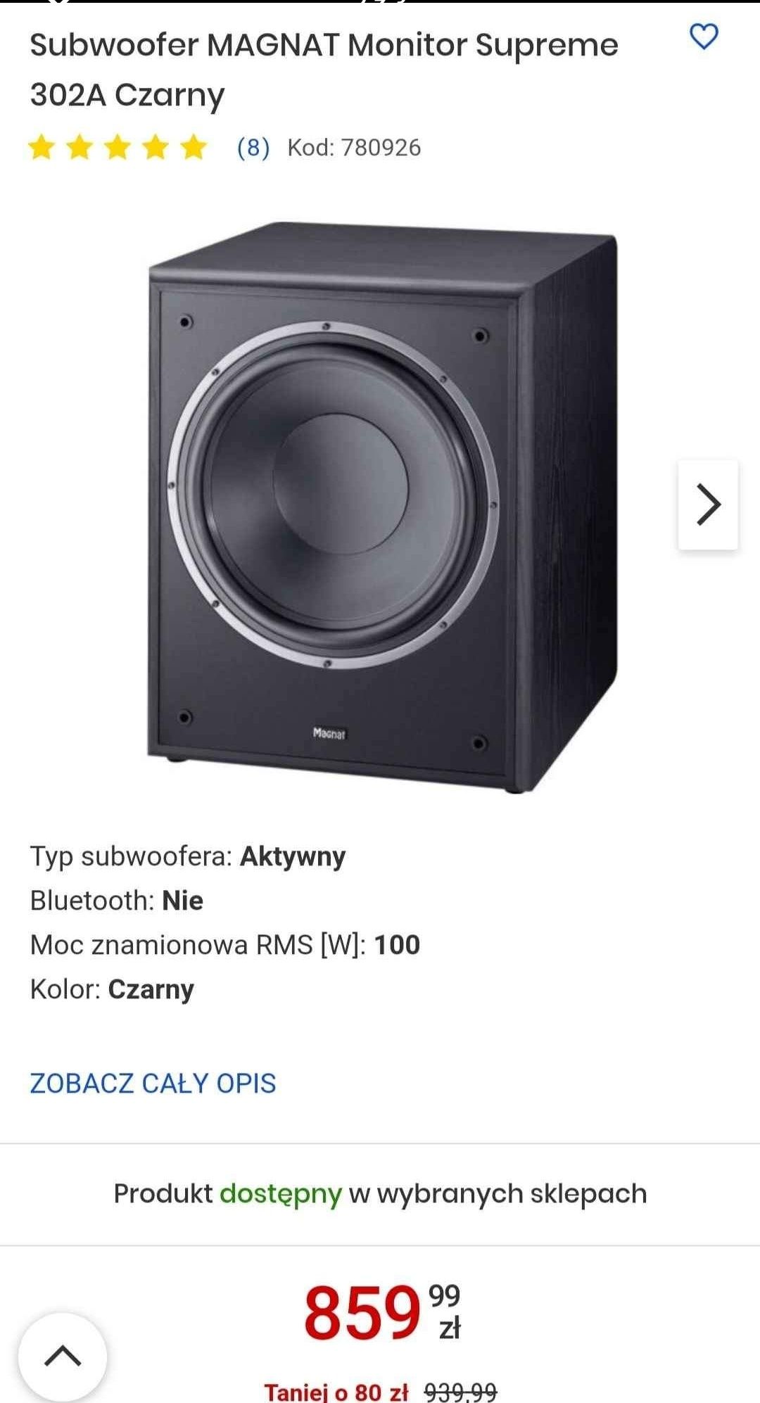 Subwoofer magnat 302A