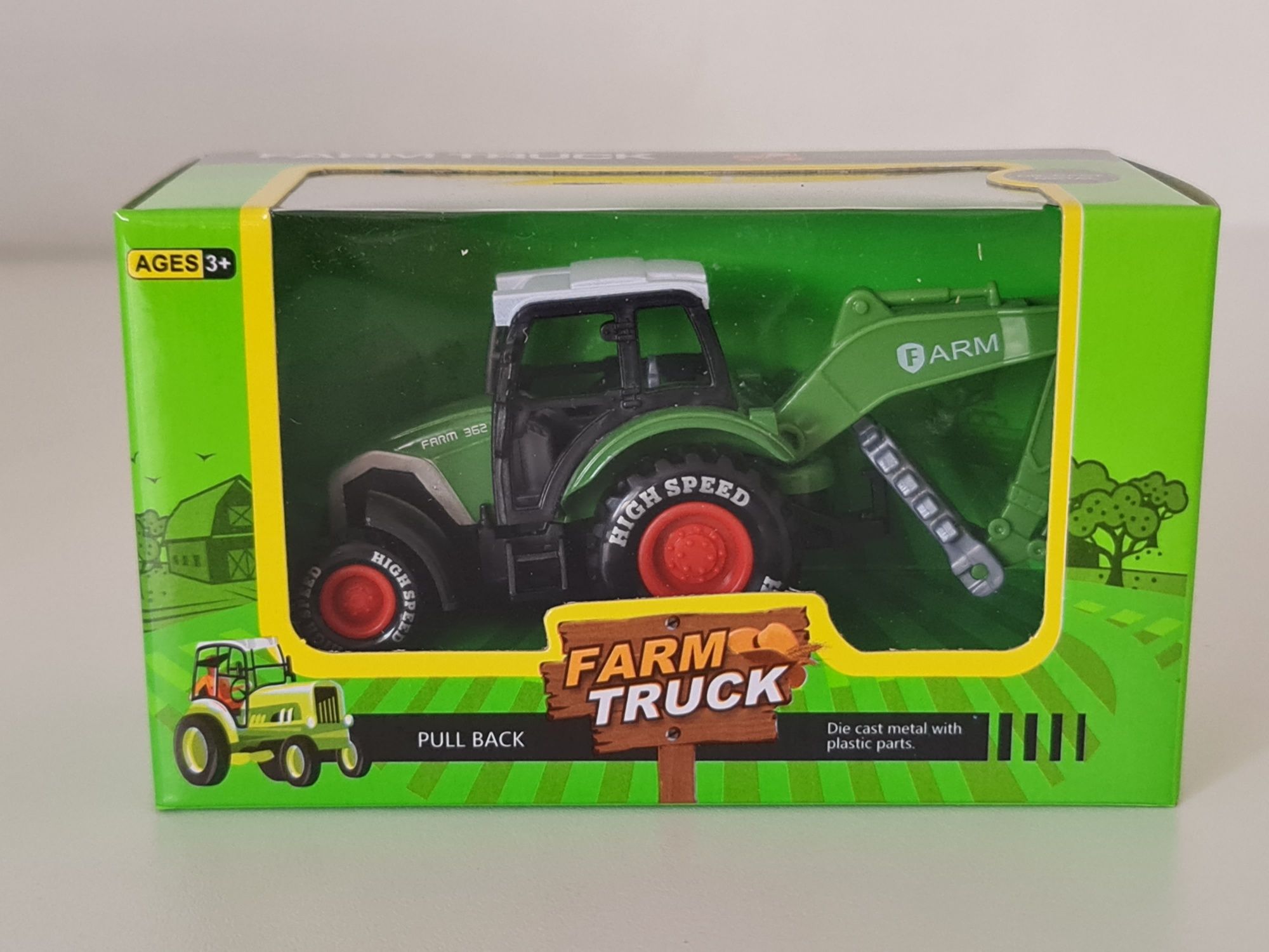 2 zabawkowe modele traktorów z akcesoriami