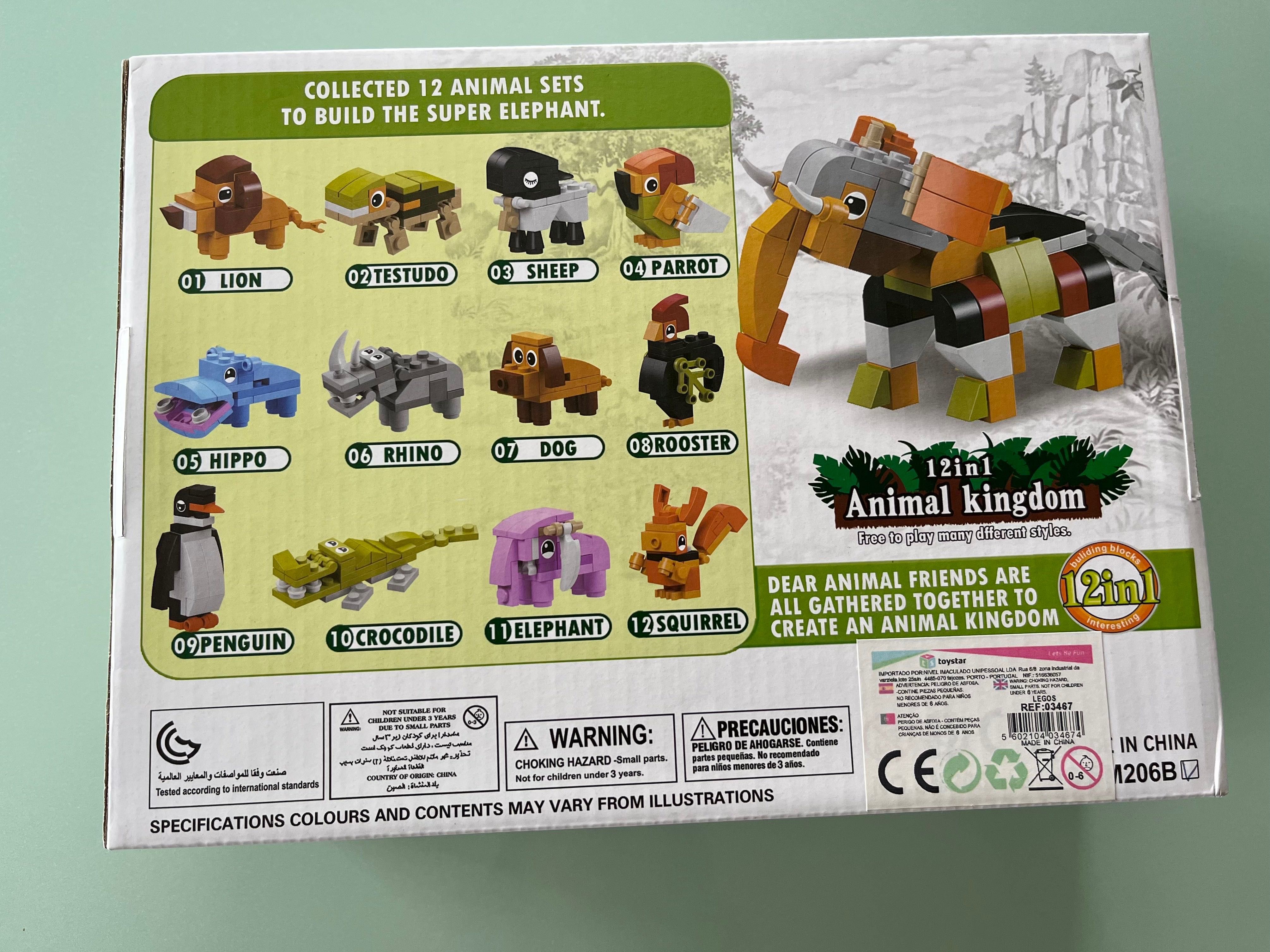 Mini Legos de Animais 12 em 1 - Reino Animal Zoo NOVO Natal