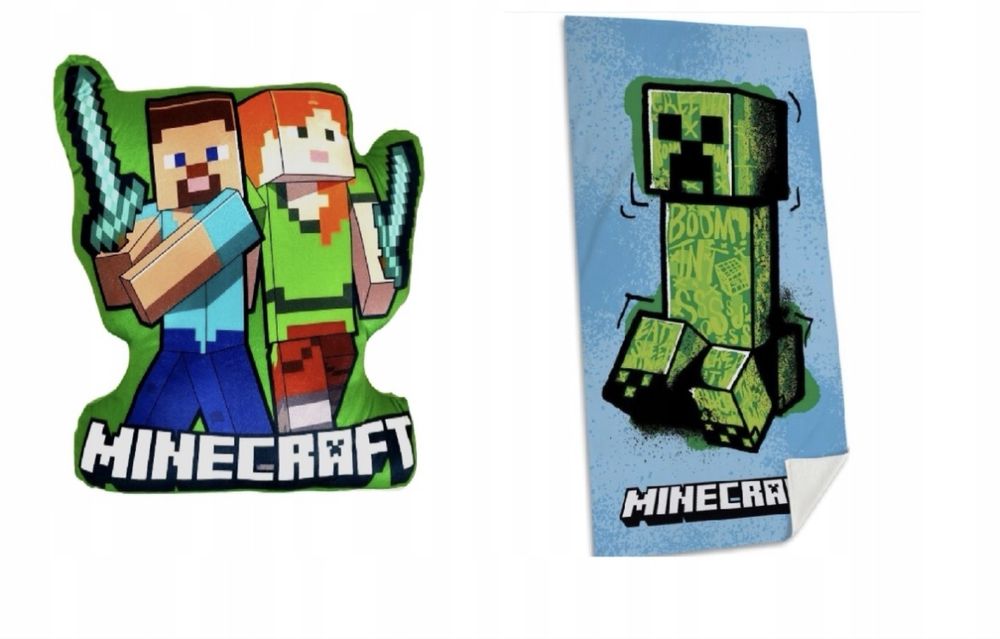 Zestaw Minecraft Poduszka 3D i Ręcznik Bawełna