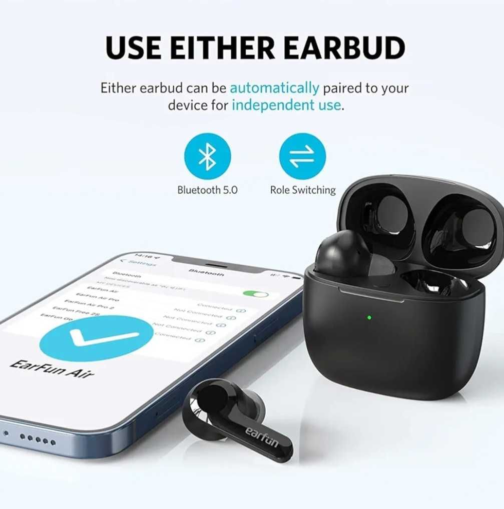 Słuchawki douszne bezprzewodowe bluetooth 5.0 EarFun Air TW200 czarne