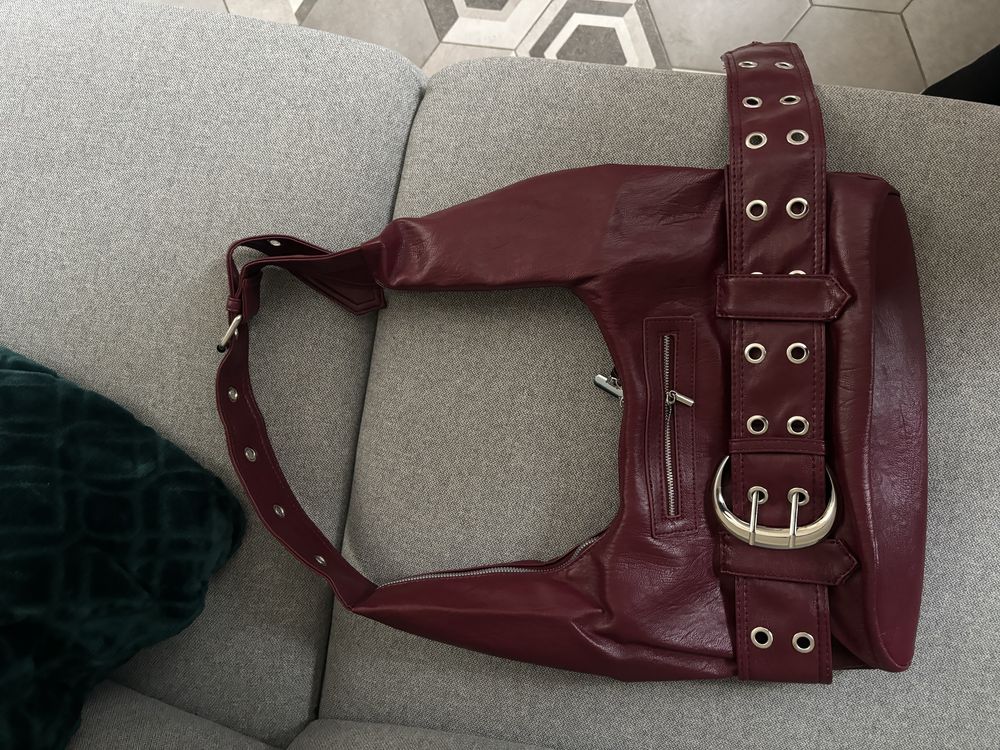 Torebka hobo burgundowa avant garde torebka vintage klamra burgundowa