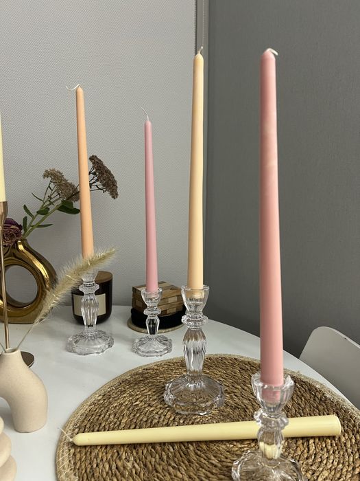 Столові кольорові свічки 30 см, склад парафін і пальмовий віск