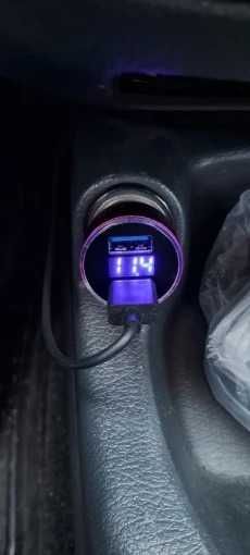 Вольтметр автомобільний авто прикурювач 3.1А 2 usb led 12-24V