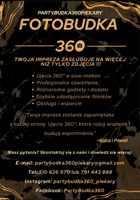 FOTOBUDKA360 na wynajem!! Atrakcyjne ceny!!!