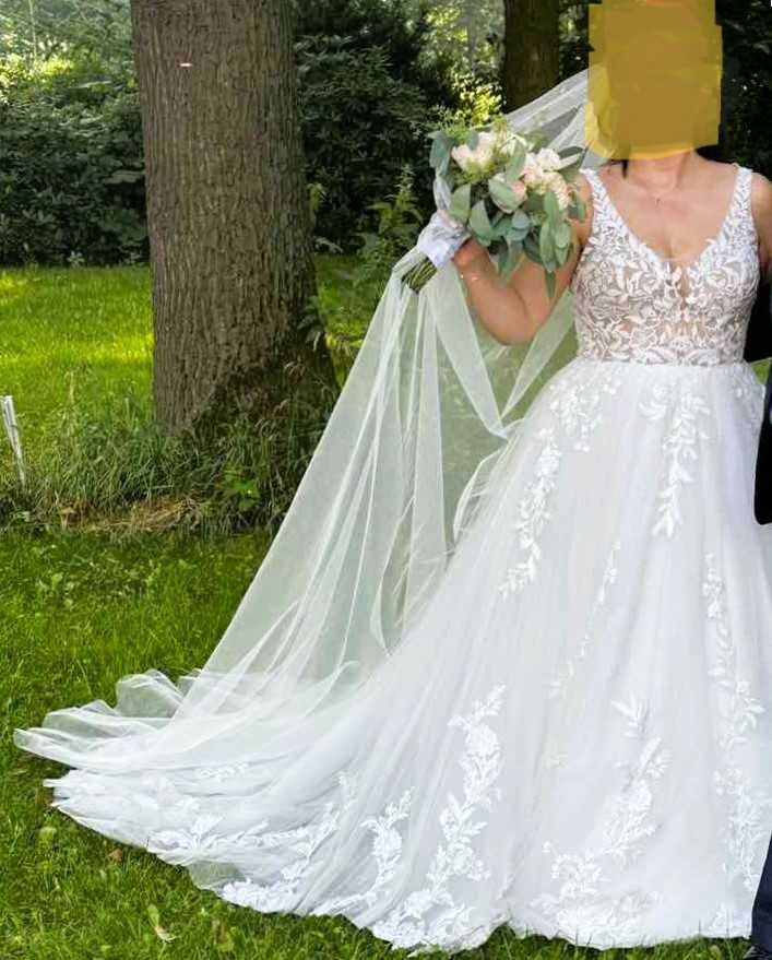 Suknia ślubna Justin Alexander  z trenem rozmiar 40-42 M (12rozmiar)