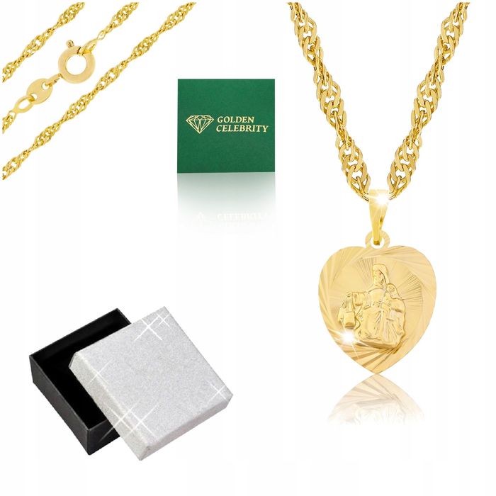 Złoty Naszyjnik + Zawieszka Medalik 18k Prezent