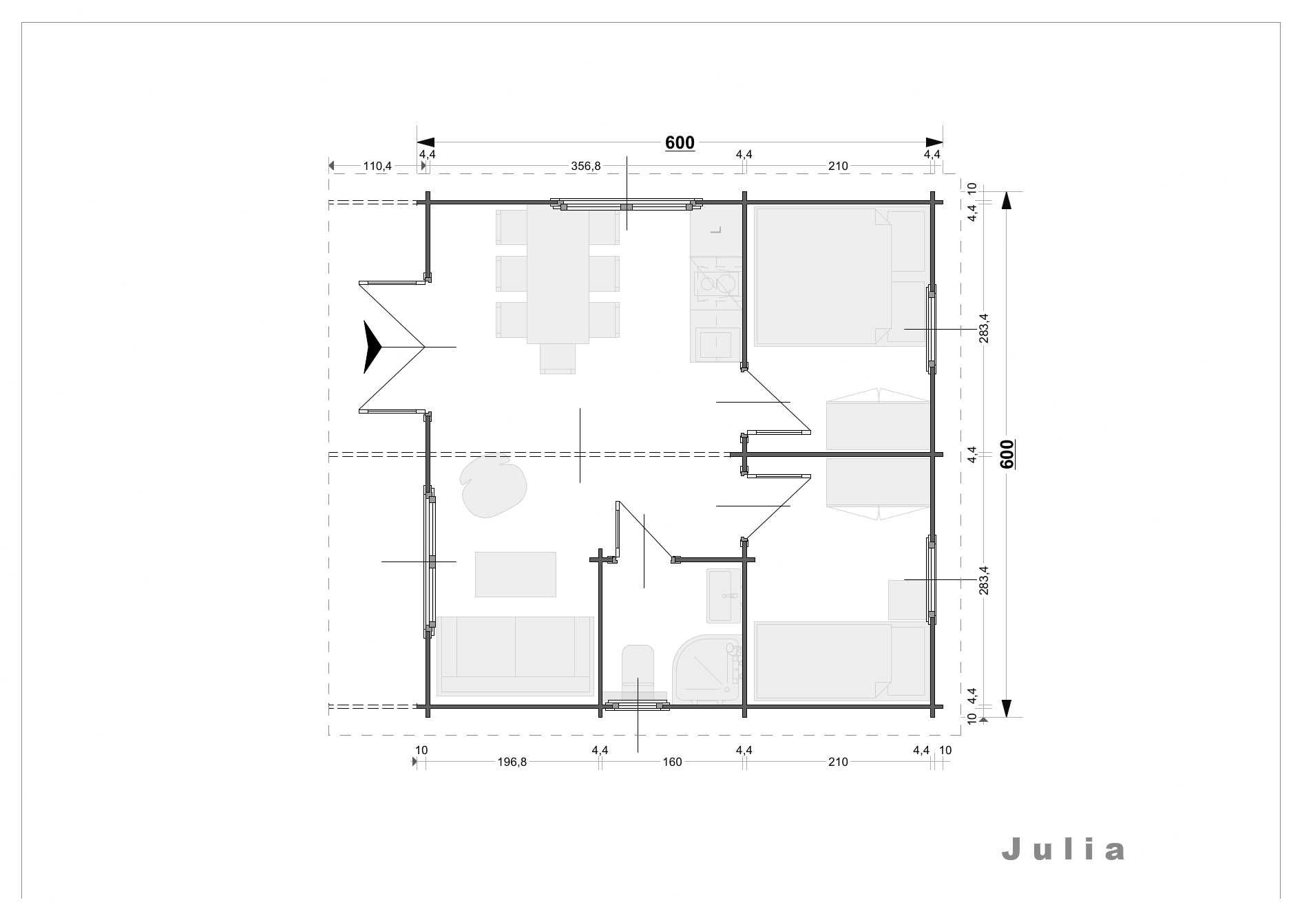 Drewniany domek letniskowy Julia 32 m2 - ROD, ośrodek wypoczynkowy