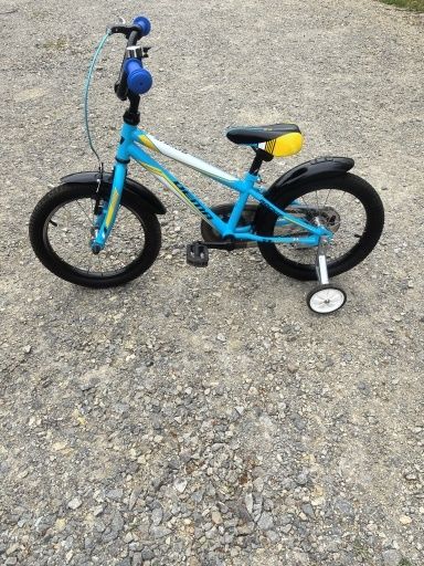 Rower rowerek 16 cali z kółkami bocznymi i kijem