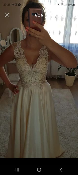 Suknia długa ecru 36