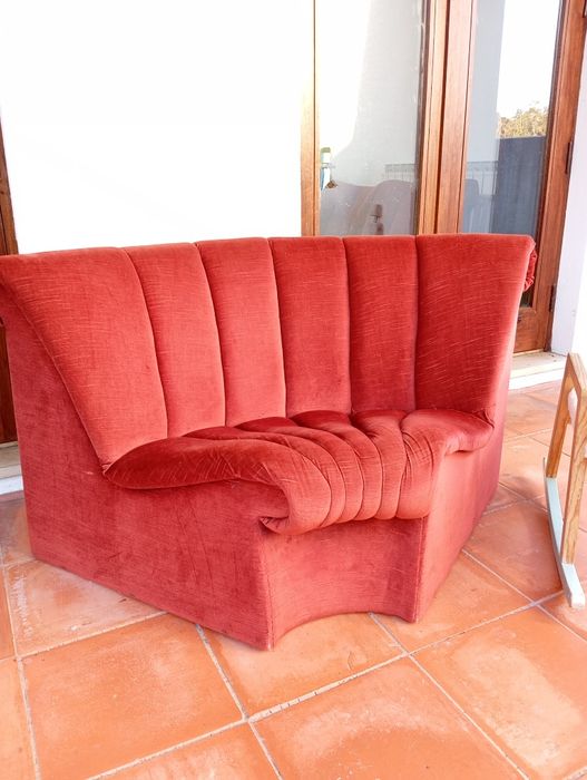 Sofá de canto vintage forrado