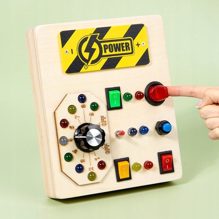 Tablica Manipulacyjna Panel Sensoryczny Drewniany Kontroler Led Przełą