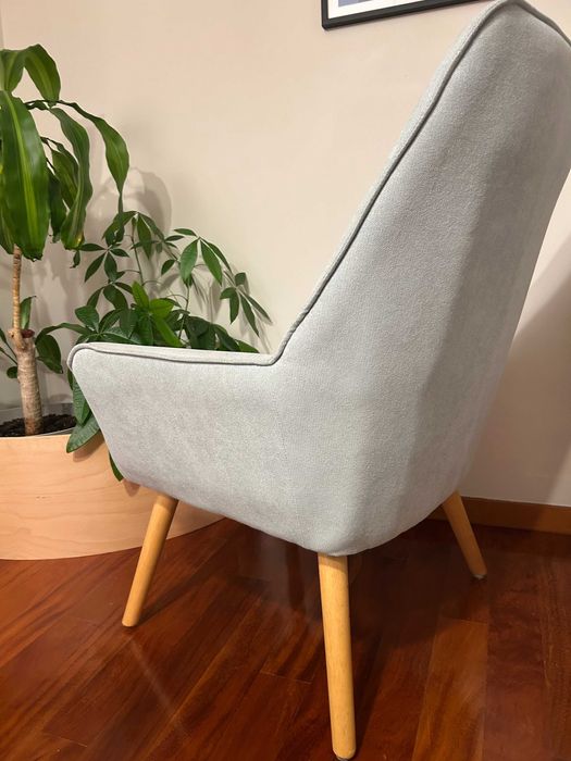 Cadeirão Moderno Azul/Acinzentado — COMO NOVO | Design Escandinavo