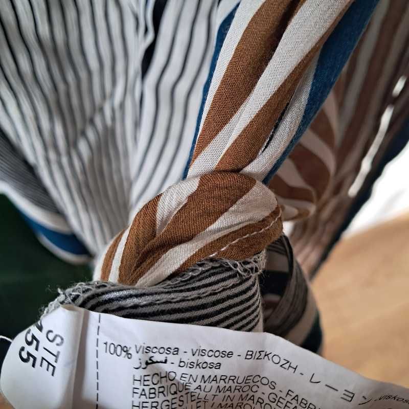 Długa sukienka maxi szmizjerka z wiskozy Zara Basic boho etno 38 M