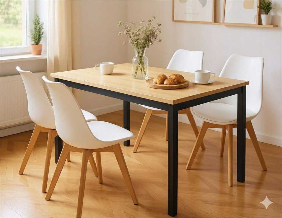 NOWY Stół z Krzesłami Drewniany do Kuchni Salonu Jadalni Stolik Loft