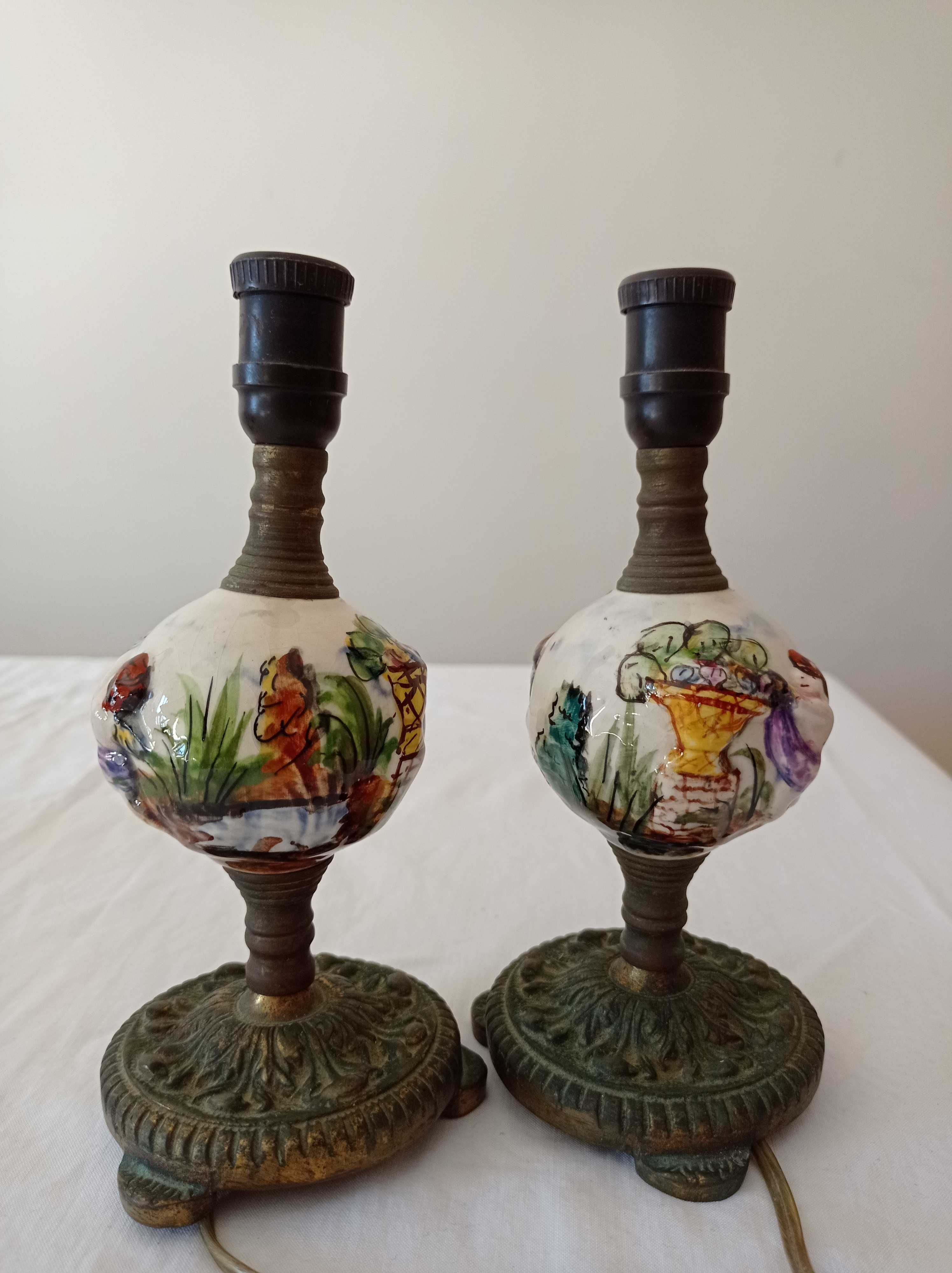 Conjunto de candeeiros de cabeceira e teto em porcelana (antigos)