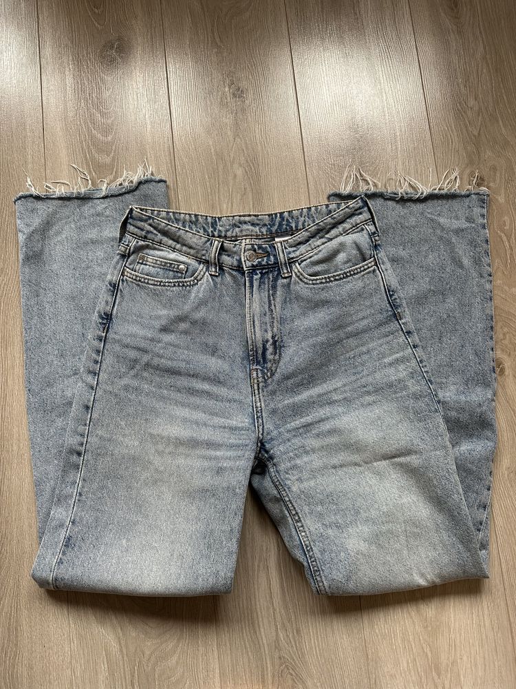 Spodnie jeansy wide leg wysoki stan