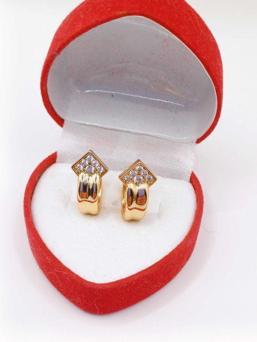 Kolczyki pozłacane kółka kółeczka z brylancikami stal chirurgiczna CA7