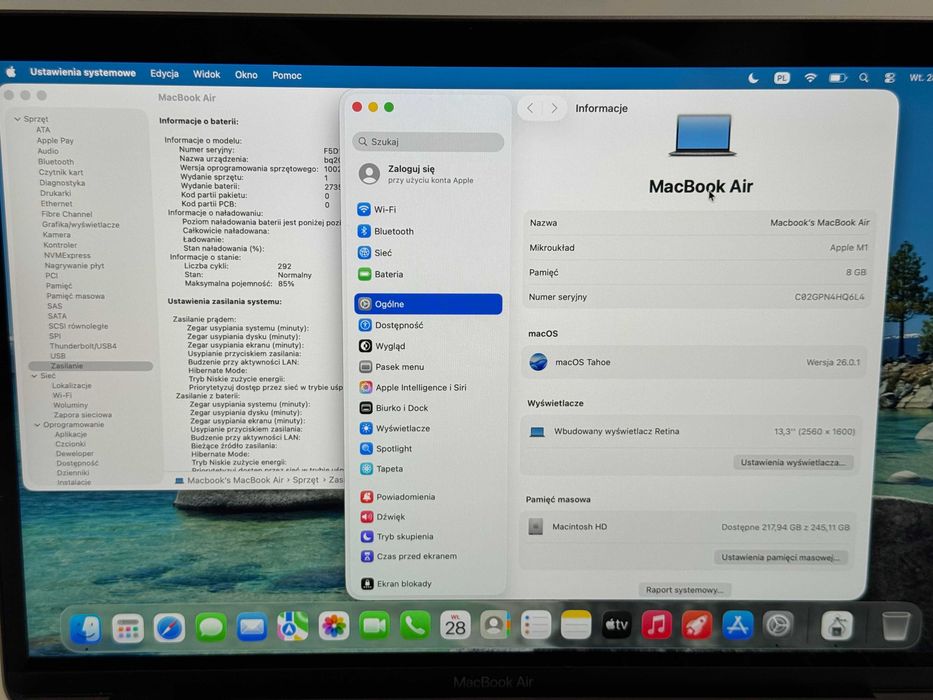 MacBook Air 13 2020 M1 85% Kondycji 8GB RAM 256GB SSD GWARANCJA