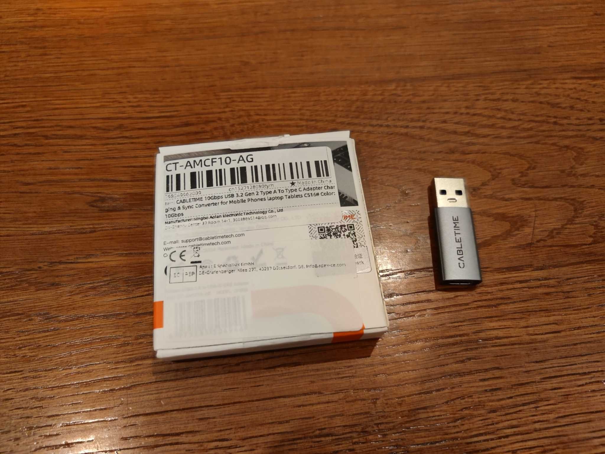 Адаптер перехідник CABLETIME USB 3.2 Type-A - Type-C 10Gbps