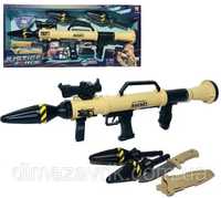 Детский игровой набор Гранатомет РПГ Базука звук 3 снаряда, нож, лазер