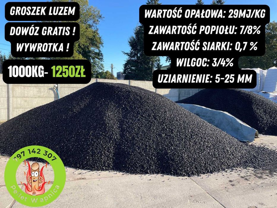 ekogroszek luzem 29MJ, 1000kg – Dowóz gratis, wywrotka 1250zł Barlinek