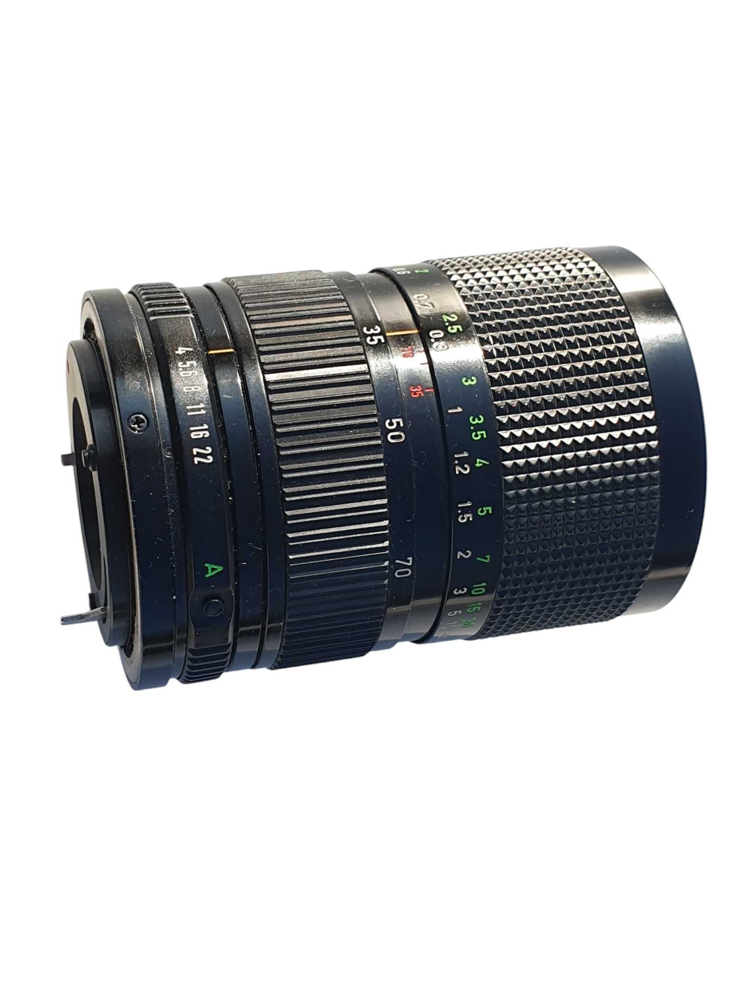 Stary obiektyw Canon Zoom Lens FD 35-70mm f/4 wraz z filtrem BEWETAR