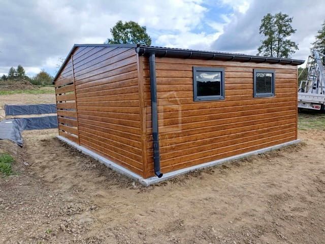 Garaż Blaszany 5X6M + Wiata 4M Brama Uchylna Drzwi 3X Okno Rynny Id758