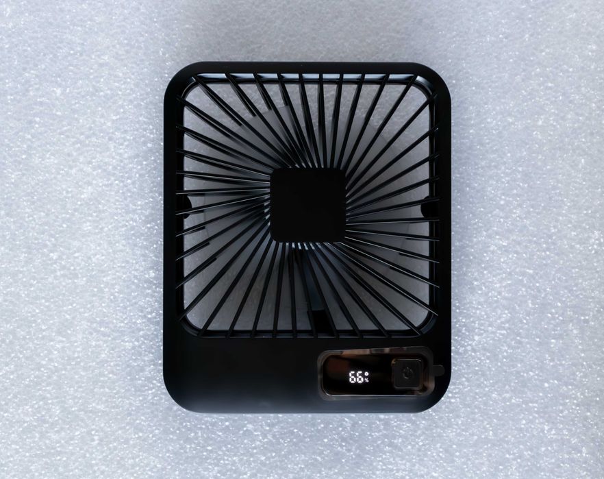 USB вентилятор з акумулятором, 5 швидкостей, цифровий LED-дисплей