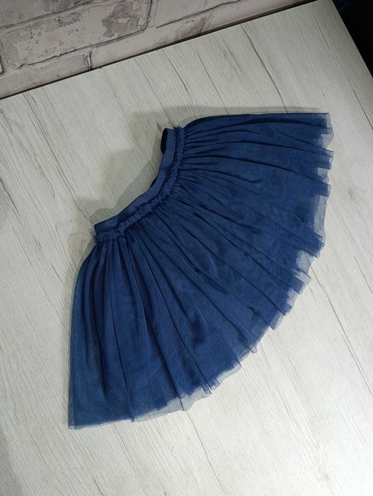 granatowa tiulowa spódniczka galowa spódnica tutu 86-92 z tiulu miękka