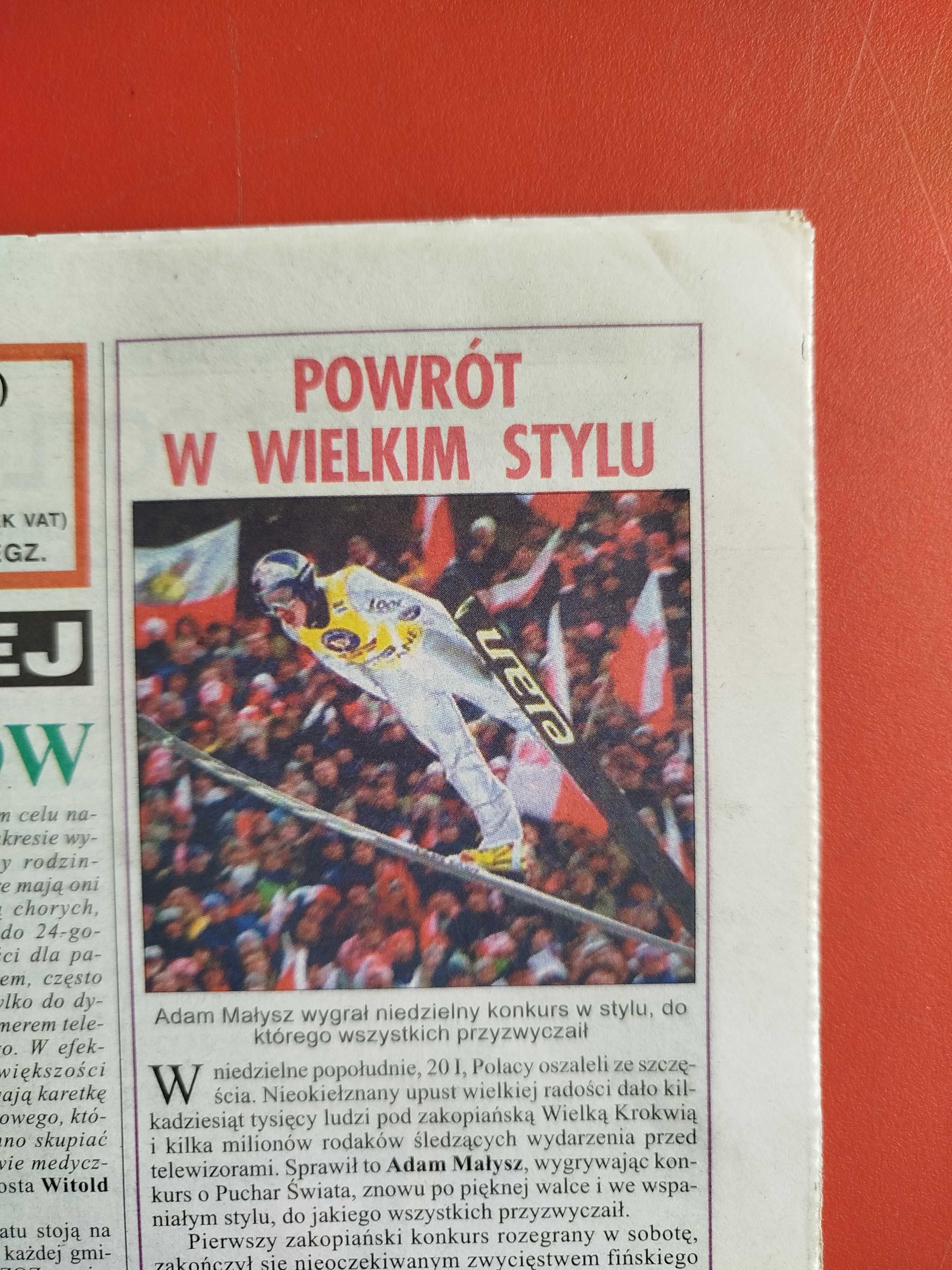 Głos Ziemi Cieszyńskiej, nr 4, 25 stycznia 2002, Adam Małysz
