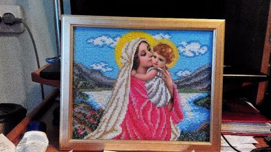 ікона чеським бісером "Марія з Ісусом"