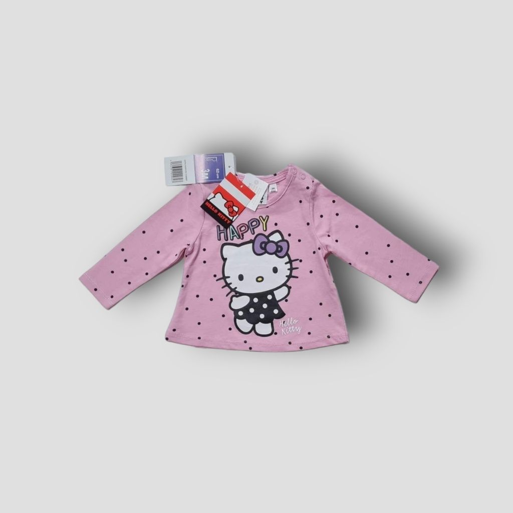 Bluzka długi rękaw kropki hello kitty kotek 62cm