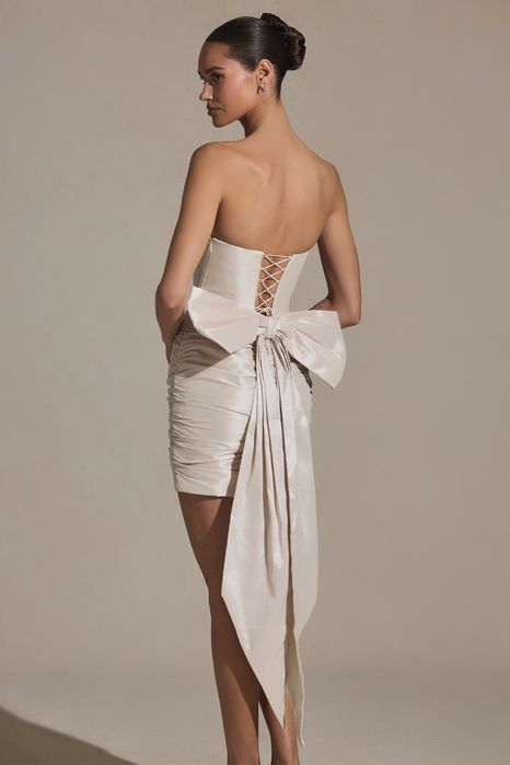 Платье перламутровое Oh polly размер 6 на наш XS-S с бантом и корсетом