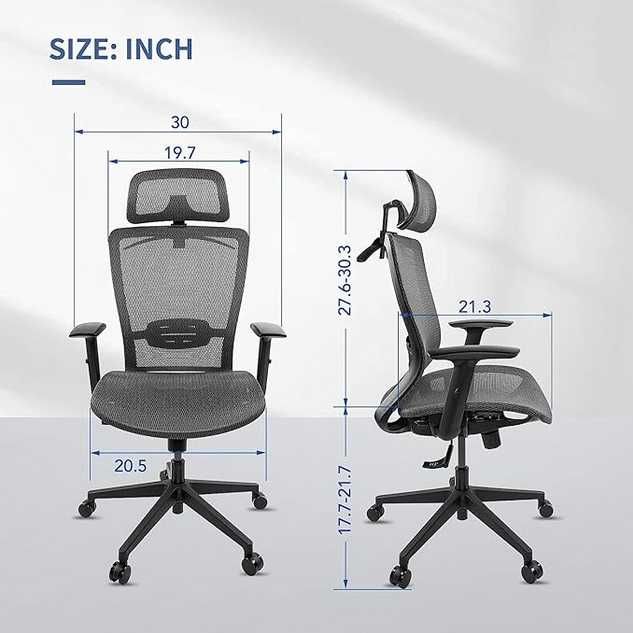 ergonomiczne krzesło biurowe z dużym oparciem, OC3B