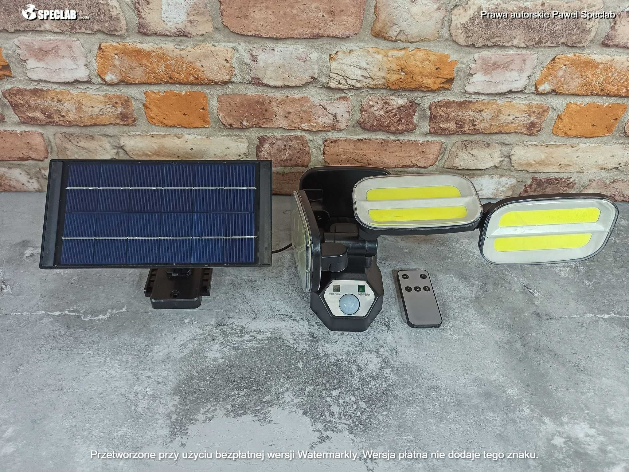 LAMPA LED SOLARNA 4x LED 20W czujnik IP65 + Pilot