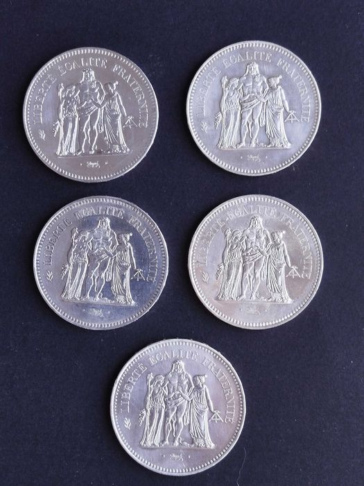 50 Francos em Prata - 1974 a 1978 - Hercules