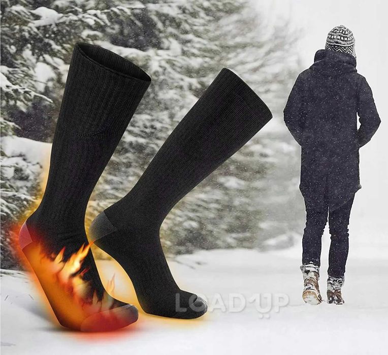Термо носки с подогревом Jiawei 2200 мАч, USB, серые и черные
