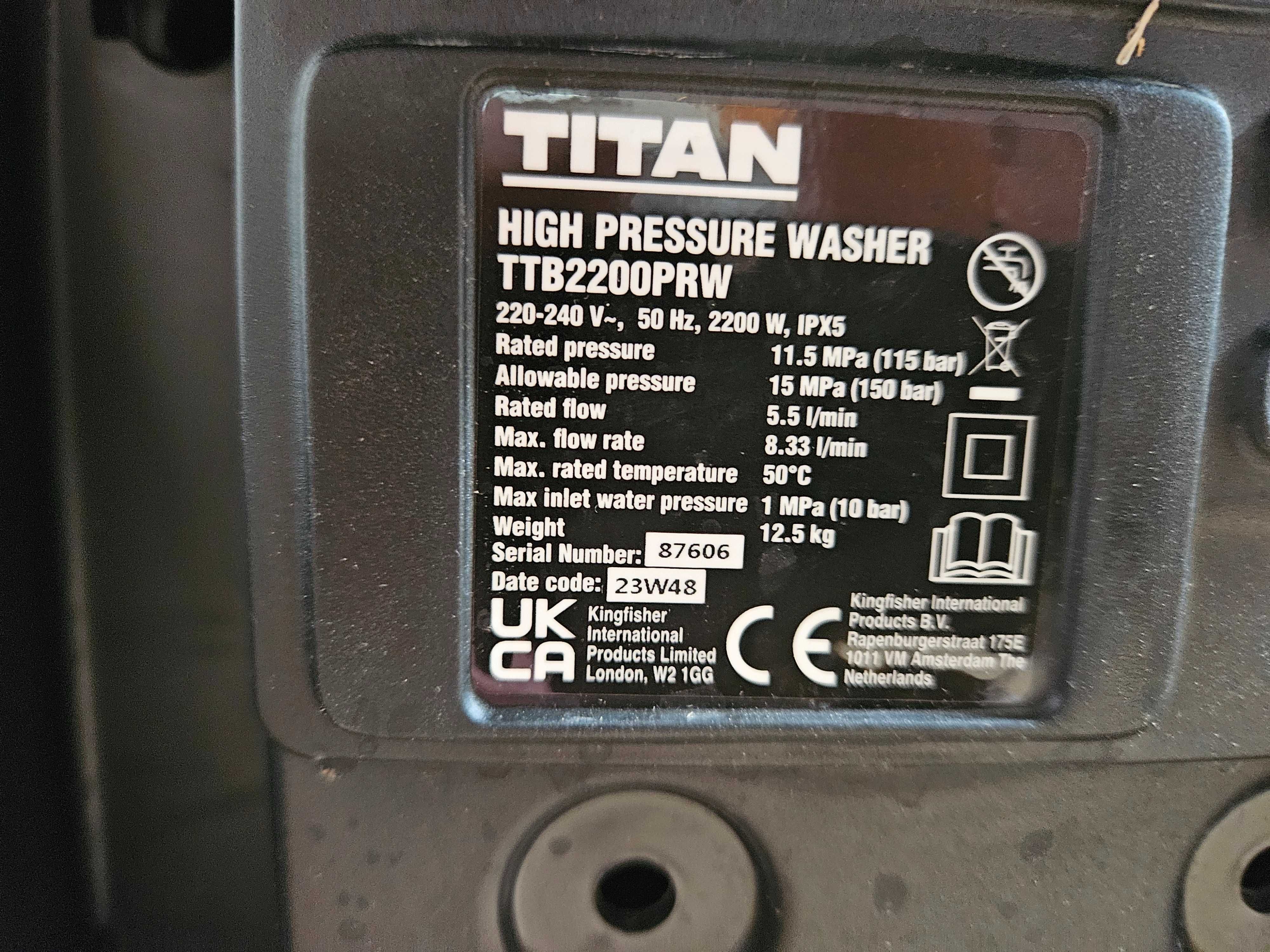 Myjka ciśnieniowa Titan 150 bar 2200 W W STANIE BARDZO DOBRYM