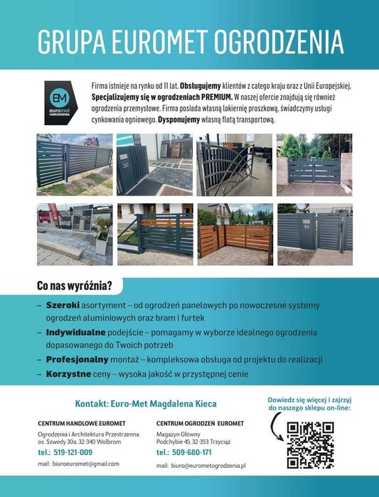 Ogrodzenie panelowe 4mm 143cm z podmurówką