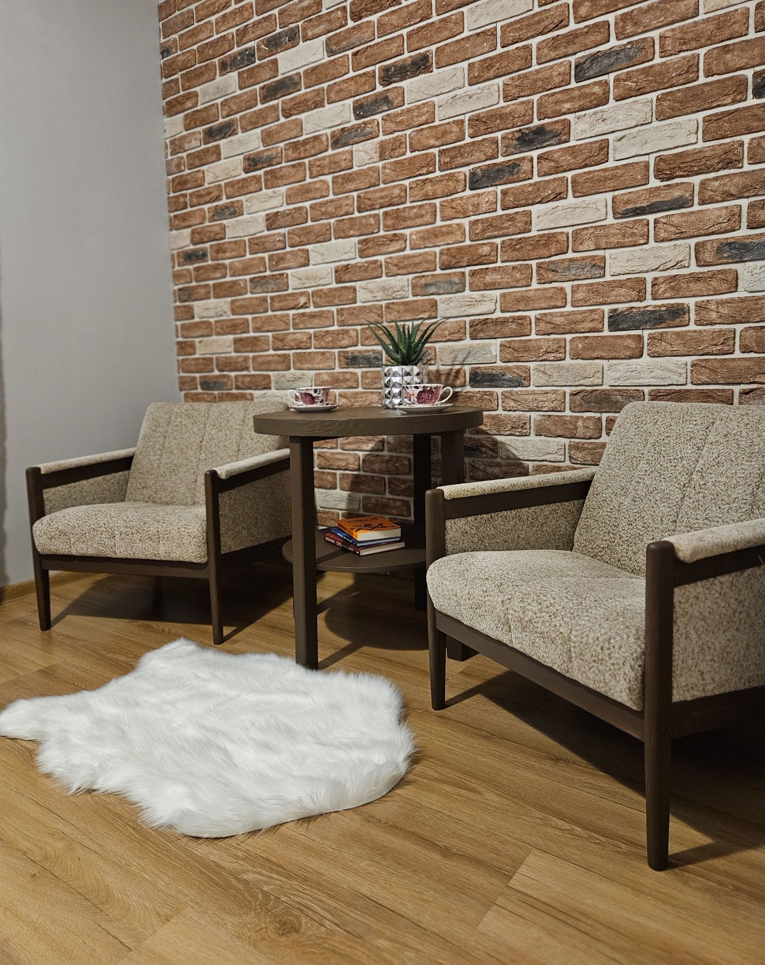 Dwa Fotele Stolik Antyki PRL LOFT