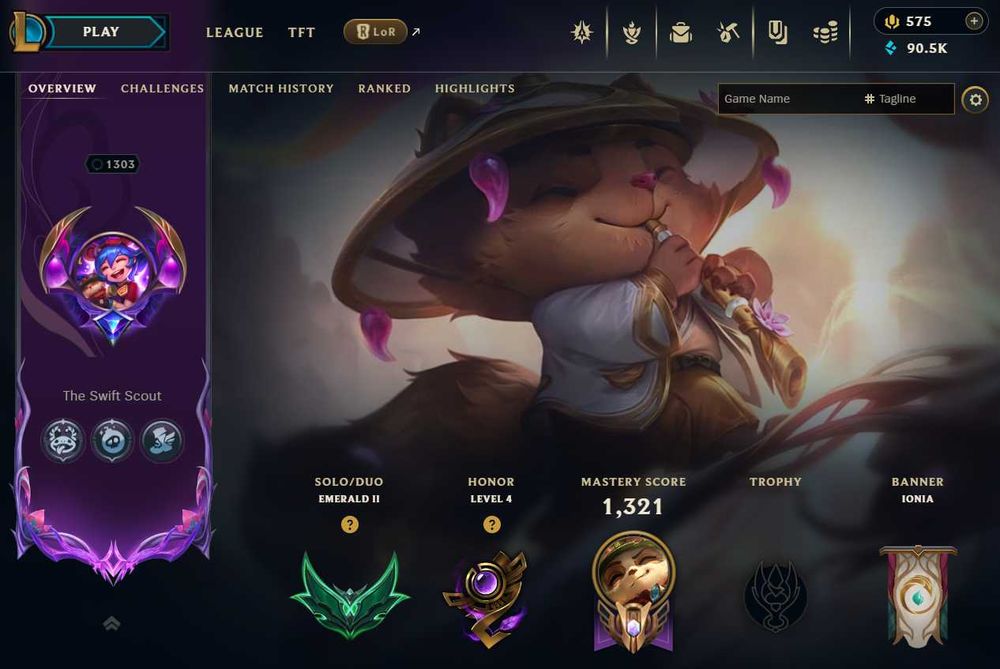 Продам акаунт League of Legends | EUW | 1303 lvl | E2 | 572 skins