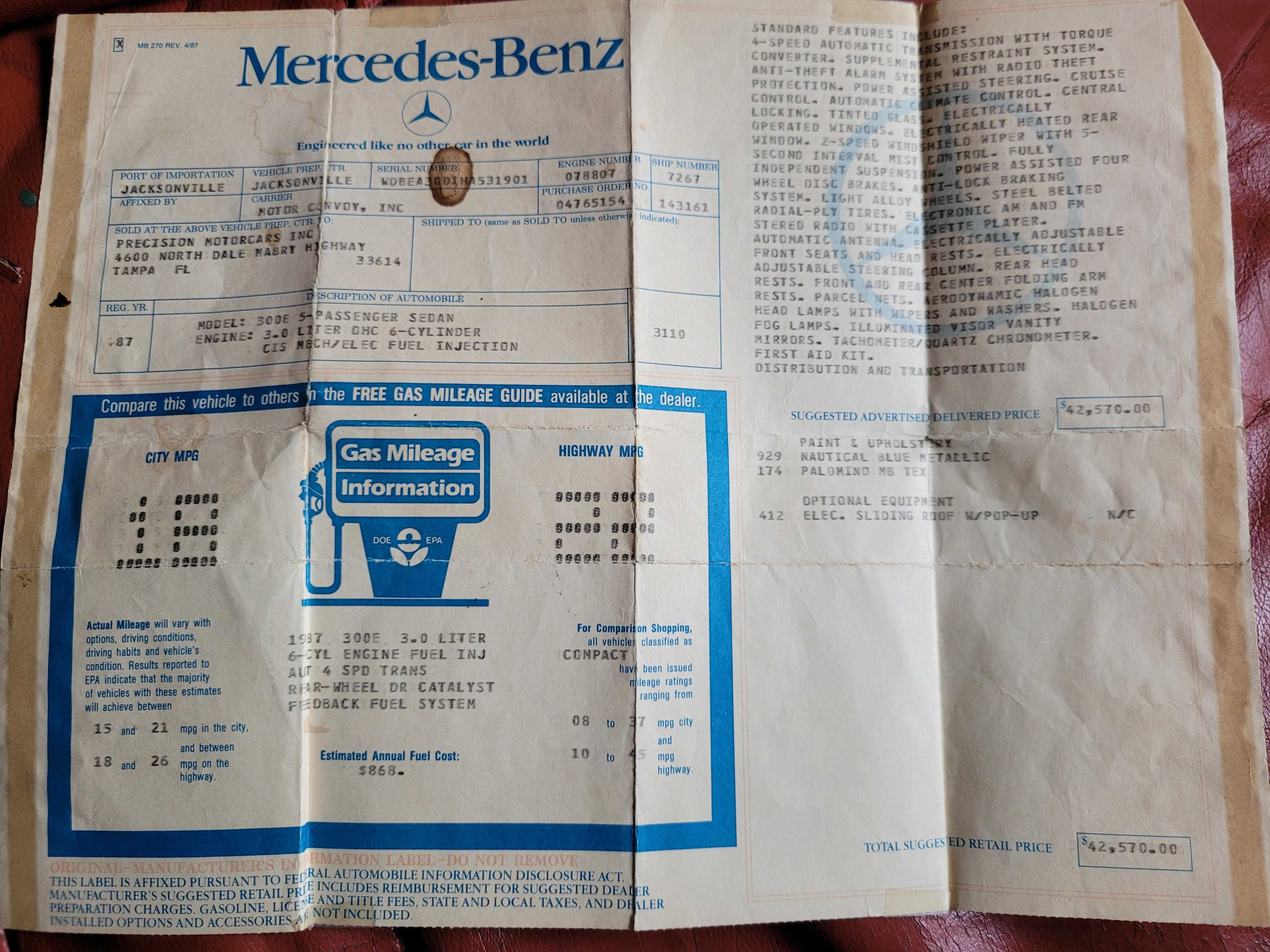 Mercedes-Benz W124 300E przeb. 142 tys. km, automat, klima, air-bag,